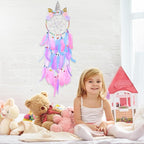 QtGirl Dream Catchers for Kids Unicorn Wall Decor for Girls Bedroom Flower Feather Wall Hanging Decoration