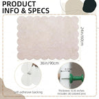 Scalloped Beige Felt Bulletin Board 36x24 Inches - Self-Adhesive Foldable, with 30 Pushpins, Cork Board Alternative - Decorative Pin Board for Wall, Home, Office & School (Beige, 36"x 24")