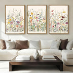BINCUE Large Framed Floral Canvas Wall Art Colorful Wildflower Pictures Wall Decor Wildflower Artwork Flowers Pictures Floral Home Decor for Living Room Bedroom Office Farmhouse 16x24 Inches Set of 3 Gift