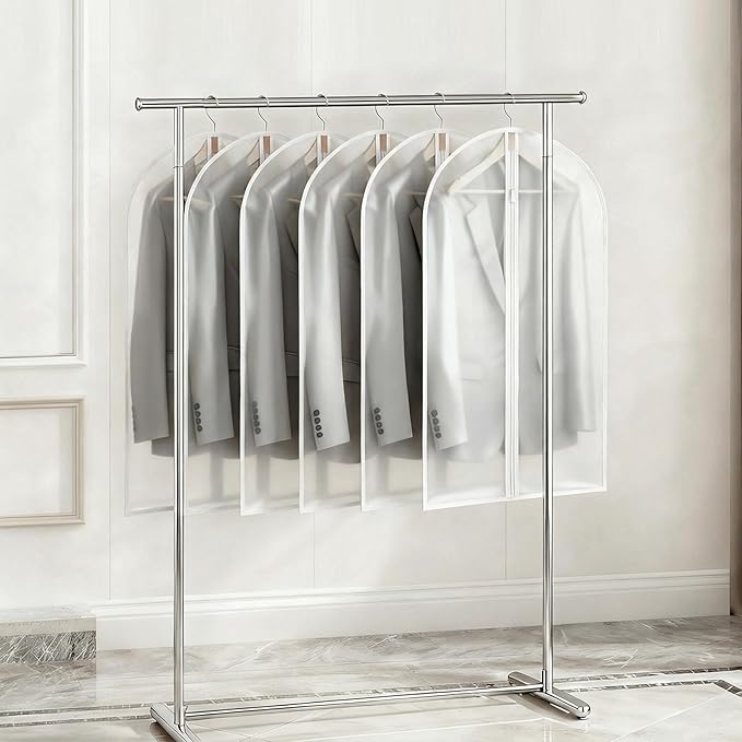 6 Pack Garment Bags 60 * 100cm, 40in PEVA Translucent Garment Covers, Suit Storage Bags, Dress Organizer Bags Used To Protect Shirts, Winter Coats, Jackets（White Edge）