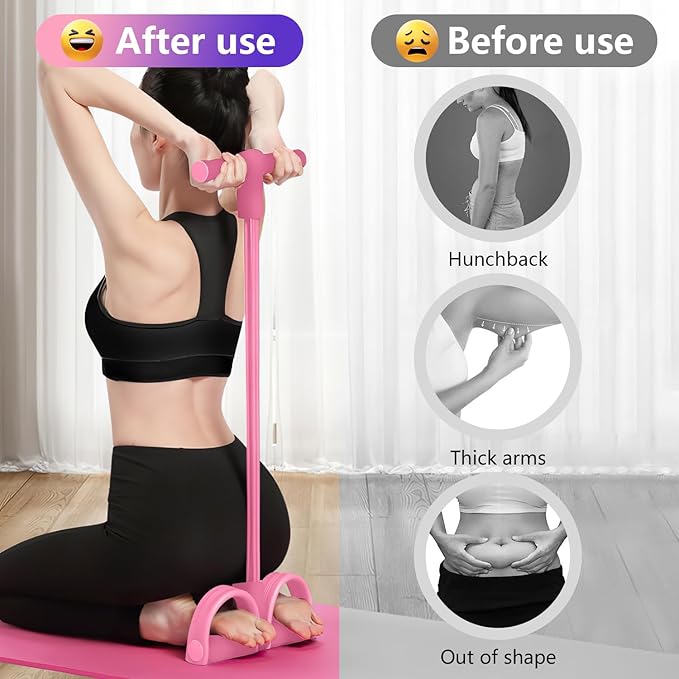 21 Fitness Resistance Bands-4 Tube Pedal Ankle Puller,Upgraded Stretch Bands for Exercise Sit Up Exercise Equipment,Multifunction Tension Rope,Foot Pedal Resistance Bands for Women Men