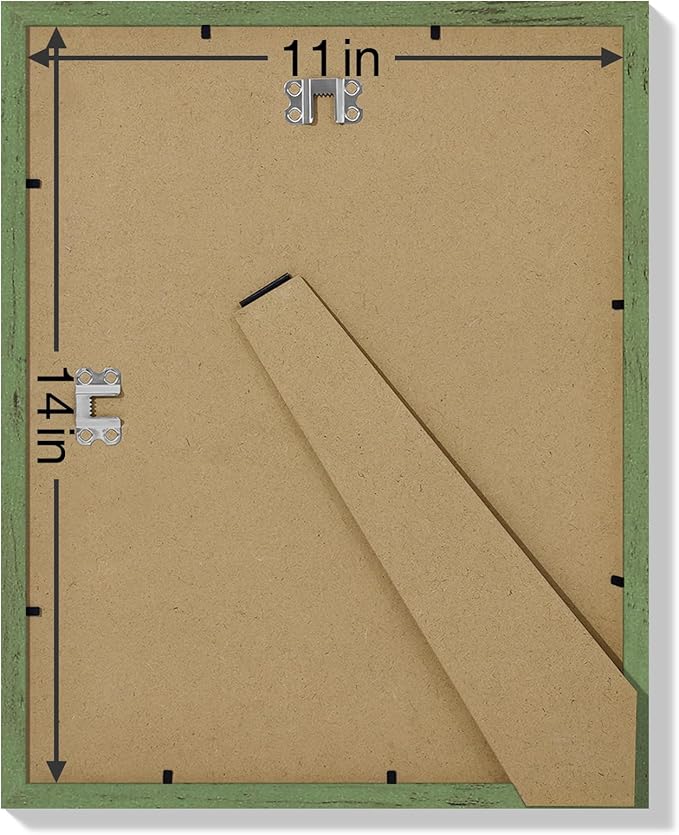 Vittanly 11x14 Picture Frames Set of 9, Shatter Resistant Plexiglass, Display 8x10 Pictures with Mat or 11x14 without Mat, Photo Frames for Wall or Tabletop, Engineered Wood, Rustic Green