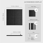Large Felt Cork Board Alternative - 36" x 24" Black Bulletin Board with 30 Pushpins, 6 Pack Adhesive Cork Board, Sound Absorbing Fabric Wall Tiles, for Office Home Music Class