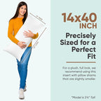 Pillowflex Synthetic Down Pillow Insert - 14x40 Down Alternative Pillow, Ultra Soft, Large Rectangle Body Sleeping Pillow, Lumbar, Long, Back - 1 Decorative Pillow Form
