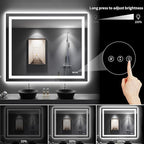 LOAAO 48"X40" LED Bathroom Mirror with Lights, Anti-Fog, Dimmable, Backlit + Front Lit, Lighted Bathroom Vanity Mirror for Wall, Memory Function, Tempered Glass, Shatter-Proof, ETL Listed