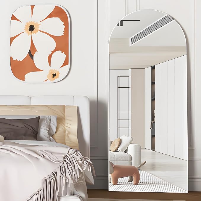 Full Length Mirror, 71"x25" Arch Mirror Floor Mirror with Stand Wall Mirror Silver Arched Full Body Mirror Standing Hanging or Leaning Against Wall Bedroom Mirrors for Entry, Living Room
