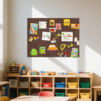 TSJOFFICE Large Cork Board for Wall - 48" x 36" Bulletin Board with 50 Pushpins for Office Decor, Pin Board 12 Pack Felt Wall Tiles with Safe Removable Adhesive Tabs, Corkboard for Home Office - Red