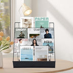 Book Signing Rack, Book Display Rack, Tabletop Magazine Display Racks, 4 Tiered Tabletop Cd Display, Comic Book Magazine Rack for Library Classroom Picture Literature Brochure 16.14" x 17.95" x 17.24"