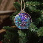 DASTOLL Stained Glass Christmas Decorations, Gold Star Purple Bow Suncatcher for Window Christmas Tree Hanging Ornaments Green Sun Catcher Xmas Decor Gifts for Women Men Mom Nana Friend