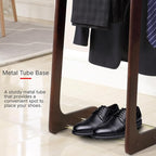 Proman Products Windsor Suit Valet Stand VL16001 with Top Tray, Contour Hanger, Trouser Bar, Tie & Belt Hooks and Shoe Rack, 17"W x 14"D x 40"H, Dark Walnut