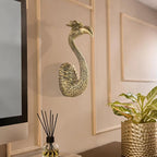GUSFREUD Vintage Animal Head Wall Decor - 13" Resin Flamingo Wall Art For Home Decor, Gold Bird Wall Sculptures for Living Room, Bedroom, Kitchen, Unique Gift Idea