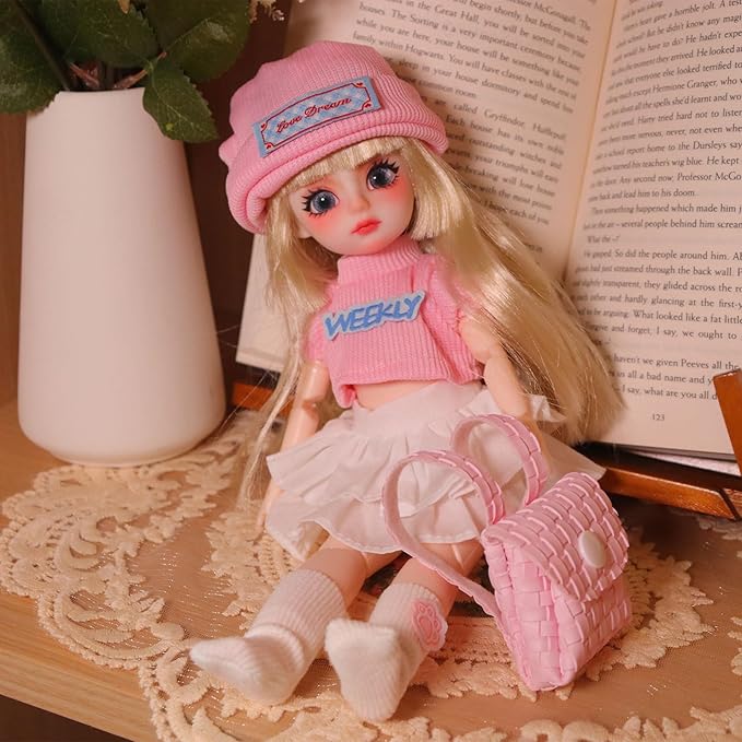 Original 1/6 Scale Anime Doll with Hand-Painted Face, Unique Cute Collectible Ball-Jointed Doll with Removable Outfit, 30cm Art Figure for Christmas & Birthday Gifts (Mia)