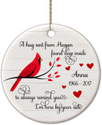 HYTURTLE Personalized Memorial Christmas Ornament Tree Decor Gifts for Family Loss of Loved One Mom Dad in Heaven, Sympathy Remembrance Bereavement Gifts, Cardinal Bird Custom Name Circle Ornament