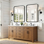 Bathroom Mirror for Wall, 36x24 Inch Rounded Rectangle Mirror, Black Metal Framed Bathroom Vanity Mirror for Restroom Farmhouse, Anti-Rust, Tempered Glass, Horizontally or Vertically Hanging