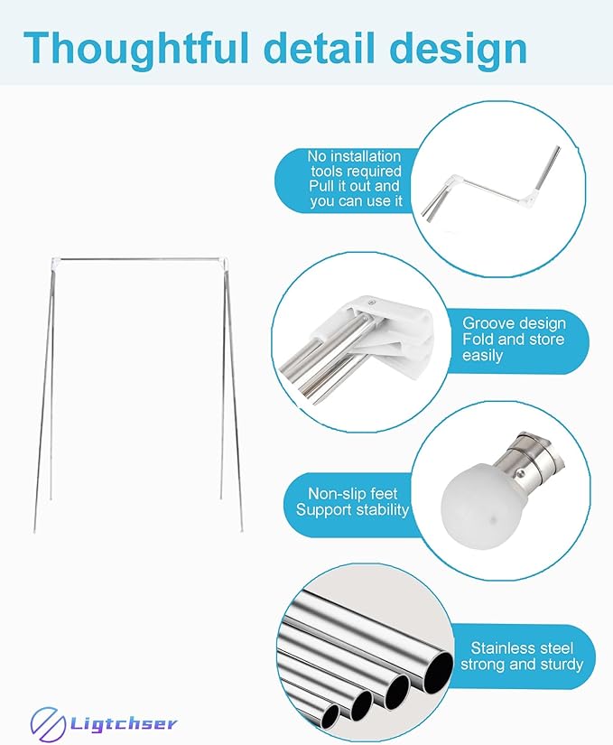 Ligtchser Portable Travel Garment Rack,Folding Clothes Rack for Dance,Travel,Camping, Drying,RV, Indoor,Outdoor. A Collapsible Mini Clothing Rack（Completely upgraded）