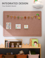 Fluxynara Bulletin Board,35.4" x 23.6" Cork Board Alternative with 12 Safe Removable Adhesive Tabs, Foldable Felt Pin Board for Home Office, Classroom, Bedroom,Entryway for Walls—Terracotta