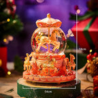 Carousel Horse Music Box Snow Globe, Light Up Pink Unicorn Design, Christmas Decor, Birthday, Valentine's Day Gift for Girls/Women Kids