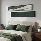 Long Narrow Framed Green Vertical Abstract Wall Art Set, 2 Piece Modern Canvas Prints Paintings Artwork for Walls, Green White Minimalist Pictures for Living Room Bedroom Entryway Hallway Wall Decor