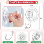 VIS'V Wreath Hanger, Large Suction Cup Wreath Hooks with Wipes, Heavy Duty, 22 LB Capacity, Removable and Reusable, Clear, 8 Pcs