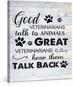 Funny Veterinarian Gifts Farmhouse Dog Canvas Wall Art Decor Veterinary Vet Gift for Women Good Veterinarians Talk To Animals Rustic Sign Painting Plaque Home Decoration (11.5 X 15 Inches, Framed)