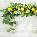 Firlar Artificial Flower Swag, 18 Inch Decorative Swag with Lemon Berry, Green Leaves Hanging Ornament Floral Swag Door Swag for Wedding Home Party Door Wall Decoration