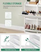 Shoe Cabinet with 4 Flip Drawers & 2 Top Drawers, Narrow Hidden Shoe Storage Cabinet for Entryway, Freestanding Shoes Organizer with Storage Space, 16-20 Pairs, for Hallway, White SR57603X