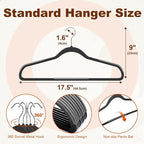 HOUSE DAY Heavy Duty Plastic Hangers 50 Pack, Non Slip Clothes Hangers with Rubber Grip and 360° Hook - Thin Plastic Hanger Space Saving - Coat Hanger Black, Closet Organizer for Shirt, Pants, Suit