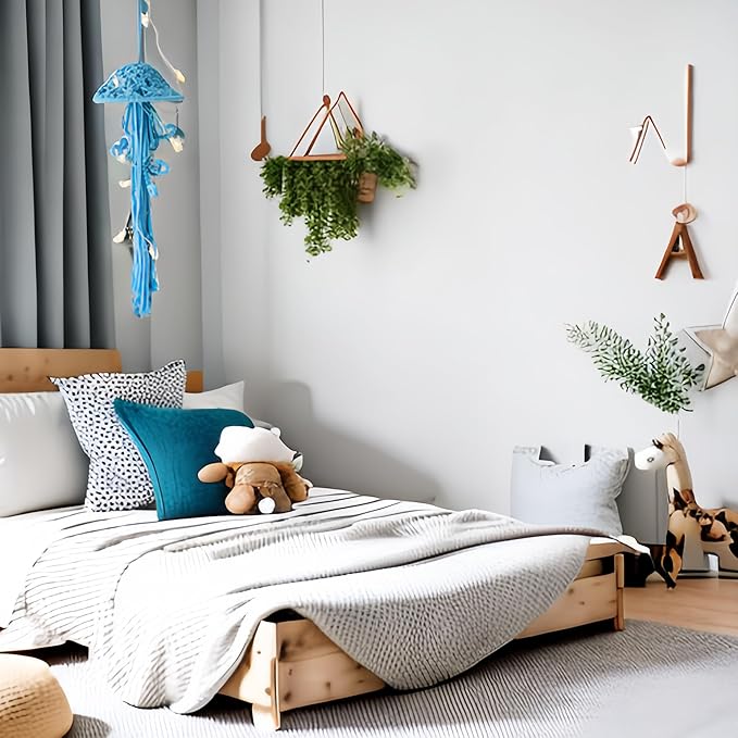 Macrame Wall Hanging,Jellyfish Dream Catcher with Star Lights,Bohemian Woven Wall Art Decor Beautiful Apartment Dorm Room Door Decoration (Blue)