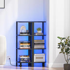 TUTOTAK Corner Shelf, 4-Tier Corner Bookshelf for Small Space, Narrow Display Corner Shelf Stand with Storage Rack, for Living Room, Bedroom, Black BS08BK004L