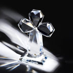 YWHL Clear Crystal Standing Cross Figurine Decor, Holy Cross Collectible Figurines Decoration, Religious Gifts for Women Men, Handmade Christian Easter Cross for Home Office