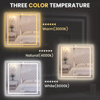 LOAAO 40"X40" LED Mirror for Bathroom, Lighted Bathroom Mirror with Lights, Anti-Fog, Dimmable, Memory Function, Clear Reflection