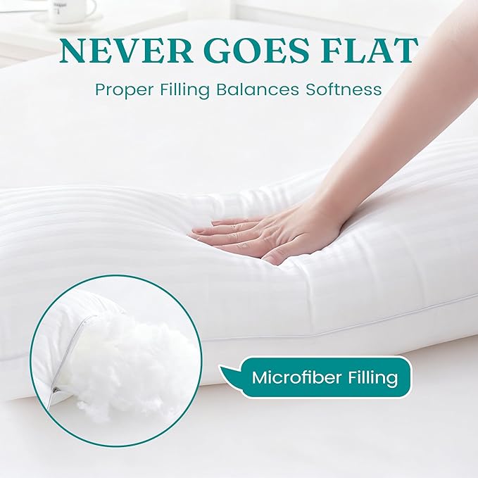 Oubonun 14 x 22 Throw Pillow Inserts, Firm and Fluffy Decorative Pillows for Couch Bed Sofa with Soft Cotton Cover White Cushion with Down Alternative Pack of 2
