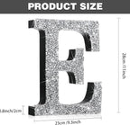Qunclay 12'' Silver Crystal Diamond Bling Letters Crushed Diamond Decoration Wooden Glitter Letter with Screw and Hooks Rhinestone Gift for Wedding Y2k Mcbling Bedroom Wall Decor (Letter E)