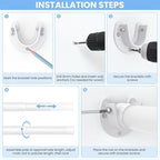 2 Pack Closet Rods for Hanging Clothes, 17 to 39 Inch Heavy Duty Stepless Adjustable Closet Hanging Rod, 1.3 Inch Diameter Metal Closet Rod for Wardrobes Laundry Bedroom RV, White