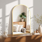 Sweetcrispy 24"x 36" Arched Gold Bathroom Mirrors for Wall, Bathroom Mirrors for Over Sink, Metal Framed with HD Shatter-Proof Glass for Entryway, Living Room, Bedroom, Home Decor