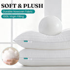 Oubonun 12 x 16 Throw Pillow Inserts, Firm and Fluffy Decorative Pillows for Couch Bed Sofa with Soft Cotton Cover White Cushion with Down Alternative Pack of 2