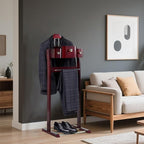 Mens Valet Stand With Top Tray Non-Slip Trouser Bar Clothes Valet Suit Stand Freestanding Clothes Rack For Living Room Entryway Bedroom Office