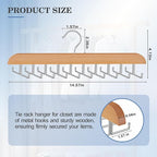 Tie Rack Hanger for Closet 20 Foldable Hooks, 2 Pack Wooden Non Slip Large Capacity Space Saving Tie and Belt Organizer with 360°Rotating Hooks for Tank Tops Bras Scarves Hat
