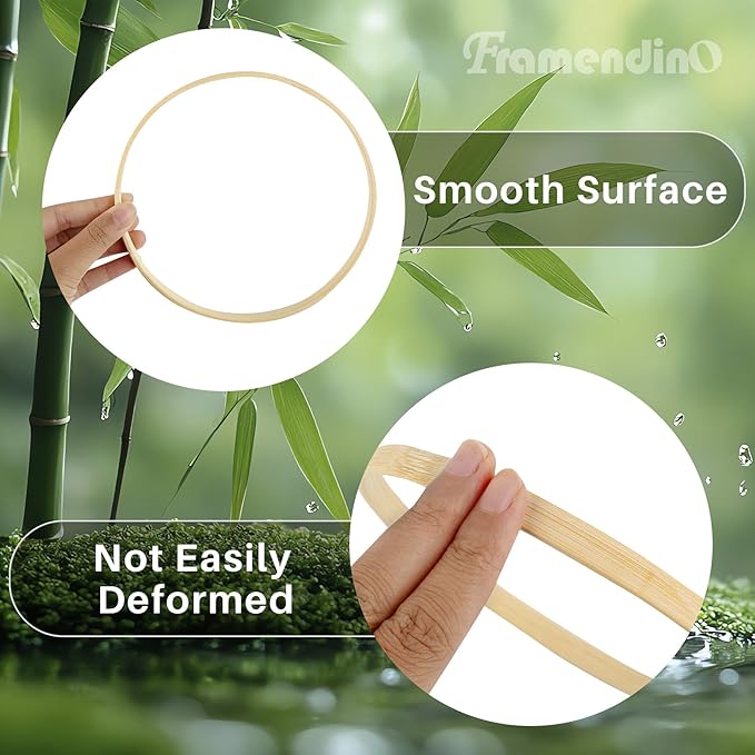 Framendino, 10 Pack 6 Inch Wooden Bamboo Hoops Wreath Rings for DIY Wedding Decor Dream Catcher Wall Hanging Crafts