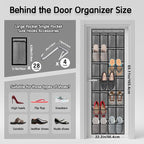 28 Compartment Over the Door Shoe Organizer, Breathable Mesh Large Shoe Rack for Closet Storage, Space Saving Hanging Shoe Holder with Reinforced Hooks (Fits Men & Women,Gray-01)