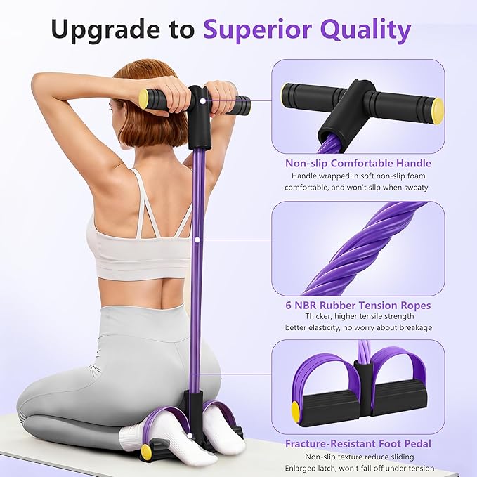 Upgraded Pedal Resistance Band with Handle, Soft Durable Fashion Puller Exercise with Thickened 6 Tension Ropes, Tube Pedal Resistance Device for Abdomen, Waist, Arm, Leg, Core/ABS