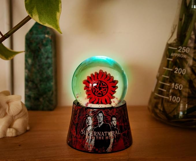 Supernatural Join The Hunt Anti-Possession Symbol Light-Up Mini Adult Snow Globe with Glitter Display | 2.75 Inches Tall