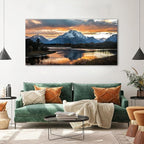 Extra Large Mountain Wall Art for Living Room Sunset Nature Grand Teton Wall Decor National Park Posters Wyoming Snake River Landscape Canvas Prints Artwork for Bedroom Office Home Decoration 35x70"