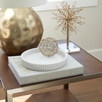 Decorative Concrete Tray & Book Decor Set - Scalloped Tray & Linen Box Enhance Your Coffee Table or Bookshelf Decor - Stylish Home Decoration for Your Living or Dining Room & as a Housewarming Gift
