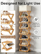 The 9-Tier No-Assembly Bamboo Rack, New Upgrade 9 Tier Bamboo Shoe Rack, Space-Saving Tall Narrow Accordion Shoe Rack for Entryway Closet Dorm (Natural-8)