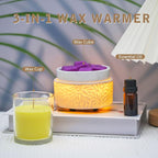 Electric Wax Melt Warmer with Warm Light, 3-in-1 Ceramic Candle Warmer Large Dish Scented Wax Melter Essential Oil Burner for Home Aromatherapy, White