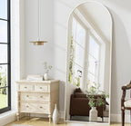 Prywot Arched Full Length Mirror, 70"x26" Free Standing Floor Mirror, Modern Full Body Mirrors with Stand, Wall Mirrors with Aluminum Alloy Frame for Bedroom,Living Room, White