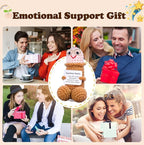 Handmade Crochet Emotional Support Plush with Inspirational Card, Funny Gifts for Friends, Family, and Coworkers, Office and Home Decoration(Brown P-2Pcs)