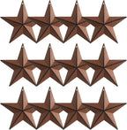 3.8-Inch Metal Barn Star，Metal Star for Outside Texas Stars Art Rustic Vintage Western Country Home Farmhouse Wall/Door Decor, Set of 12. (Rusty)…