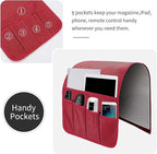 Sofa Armrest Organizer, Remote Control Holder for Recliner Couch, Arm Chair Caddy with 5 Pockets for Magazine, Tablet, Phone, iPad